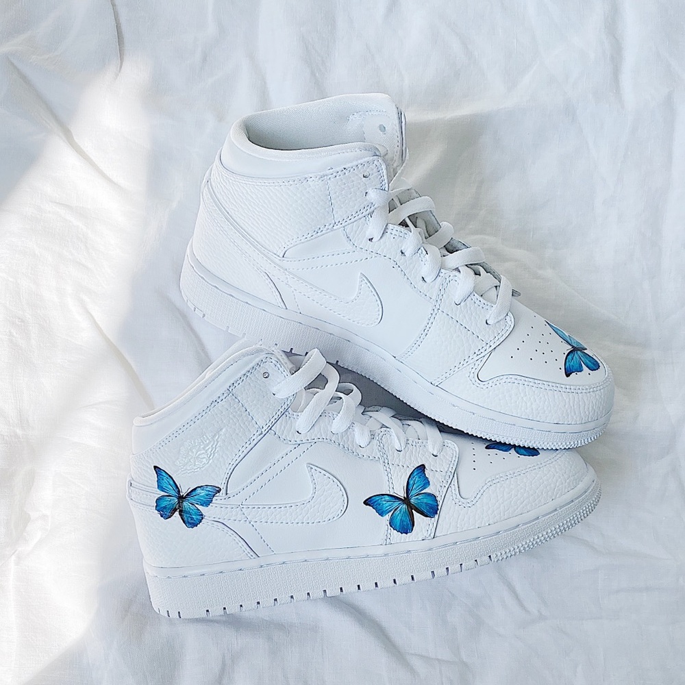 Nike custom 🦋 air jordan 1 mid sneakers - Picture 6 of 7